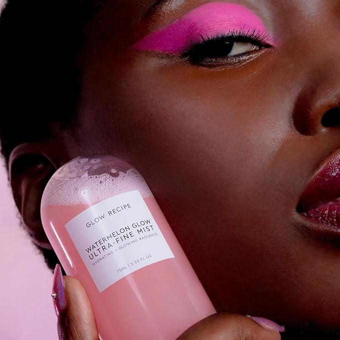 Glow Recipe Watermelon Glow Facial Spray + Hydrating Mist - Ultra-Fine Face Mist with Hyaluronic Acid + Hibiscus AHA to Refresh Dry Skin & Enhance Dewy Makeup - Suitable for All Skin Types (75ml)-FemmiqueWomen