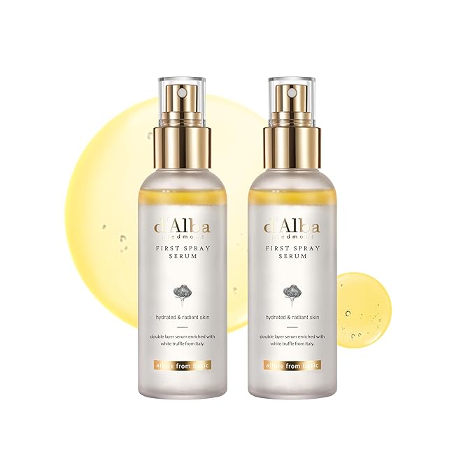 [2 Bottles] d'Alba Italian White Truffle First Spray Serum, Vegan Skin Care, Hydrating Face Moisturizer, Glow Serum for Radiant Skin, Non Comedogenic, All In One Mist (6.76 oz.)-FemmiqueWomen