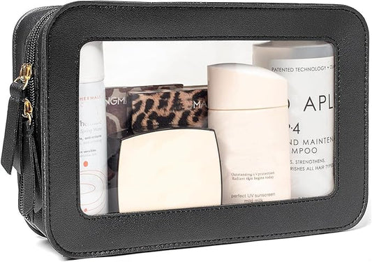 Clear Makeup Bag Small, TSA Approved Portable Toiletry Bag with Zipper Cosmetic Travel Bag Makeup Organizer Case Mini Makeup Pouch for Purse Car Organizer Bag for Women Men-FemmiqueWomen