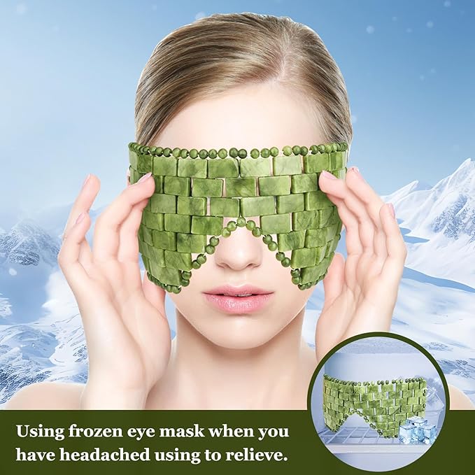 Jade Eye Mask Natural Green Jade Facial Maks for Relive Eliminate Puffiness-FemmiqueWomen