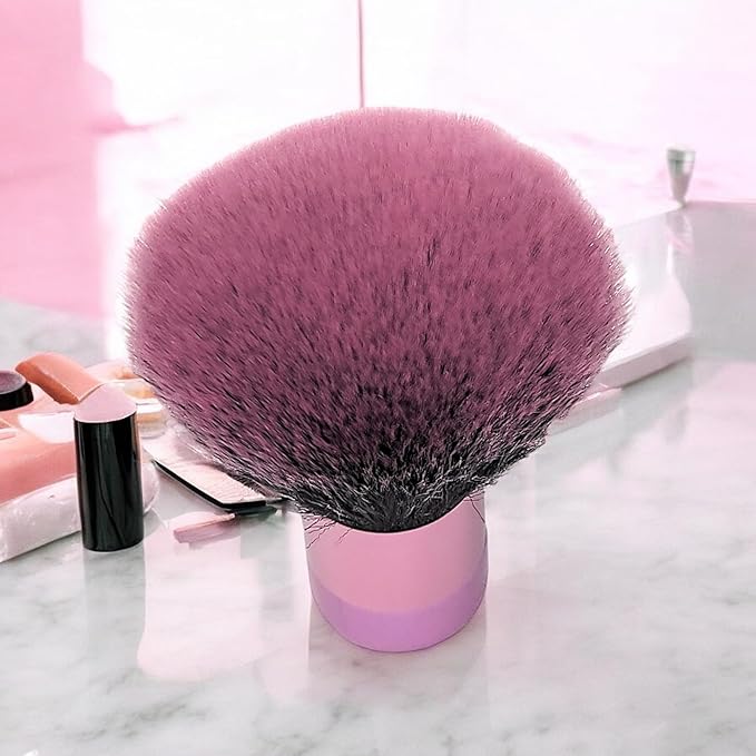 Luxurious and Large Soft Fluffy Powder Brush, Use as a Spray Tan Finishing Tool, Multipurpose Face and Body Barber and Beauty Tool, Large Kabuki Brush by BevyGold (Pink)-FemmiqueWomen