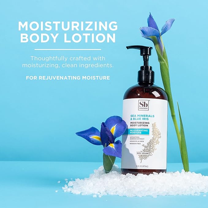 Soapbox Body Lotion, Sea Minerals & Blue Iris Moisturizing Body Cream, Vegan, Natural & Cruelty Free Hydrating Hand Lotion Refill for Dry Skin - Gallon Size for Home & Professional-FemmiqueWomen