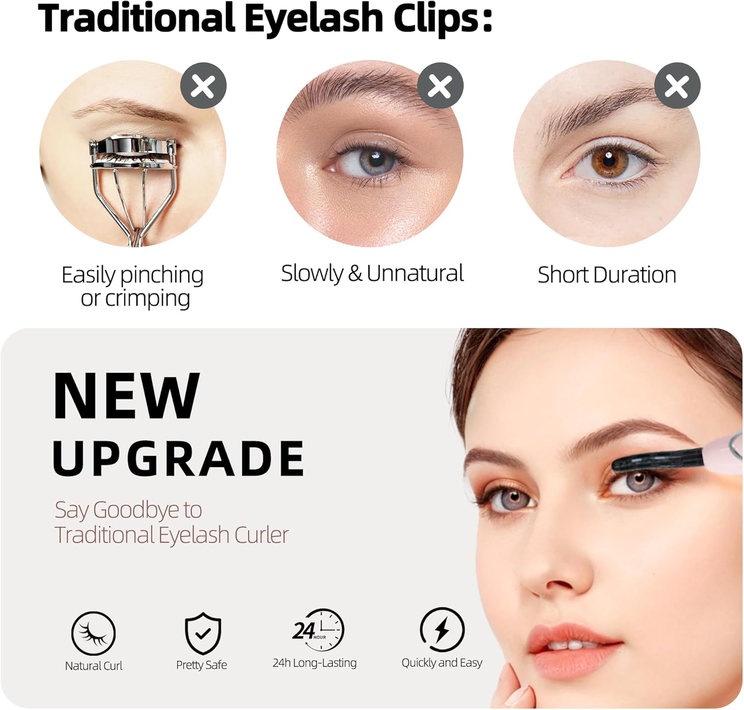 Heated Eyelash Curler, S600 Heated Lash Curler, Accurate Temperature Control Electric Eyelash Curler Heated - Intelligent Power Off, Natural Long Lasting Makeup - Primrose Pink/Silver-FemmiqueWomen