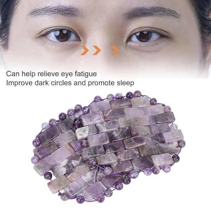 Jade Eye Mask, Amethyst Eye Pack Wrinkles Swelling Elimination Dark Circles Fading Jadestone Eye Massager Eye Pad Eye Shape Eye Covers for Men Women Soothing Eye Patch Reducing Facial Edema Stone-FemmiqueWomen