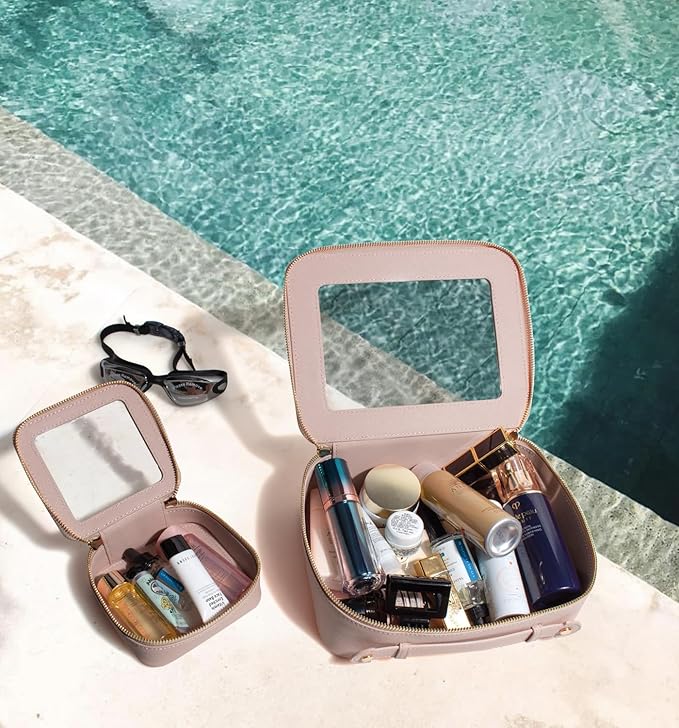 Clear Makeup Bag Small, TSA Approved Portable Toiletry Bag with Zipper Cosmetic Travel Bag Makeup Organizer Case Mini Makeup Pouch for Purse Car Organizer Bag for Women Men-FemmiqueWomen