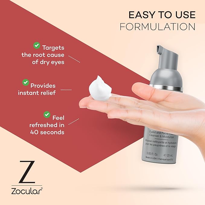 ZocuFoam Eyelid Cleanser - Foaming Eyelid Scrub - Natural pH Balanced Solution - 25mL-FemmiqueWomen