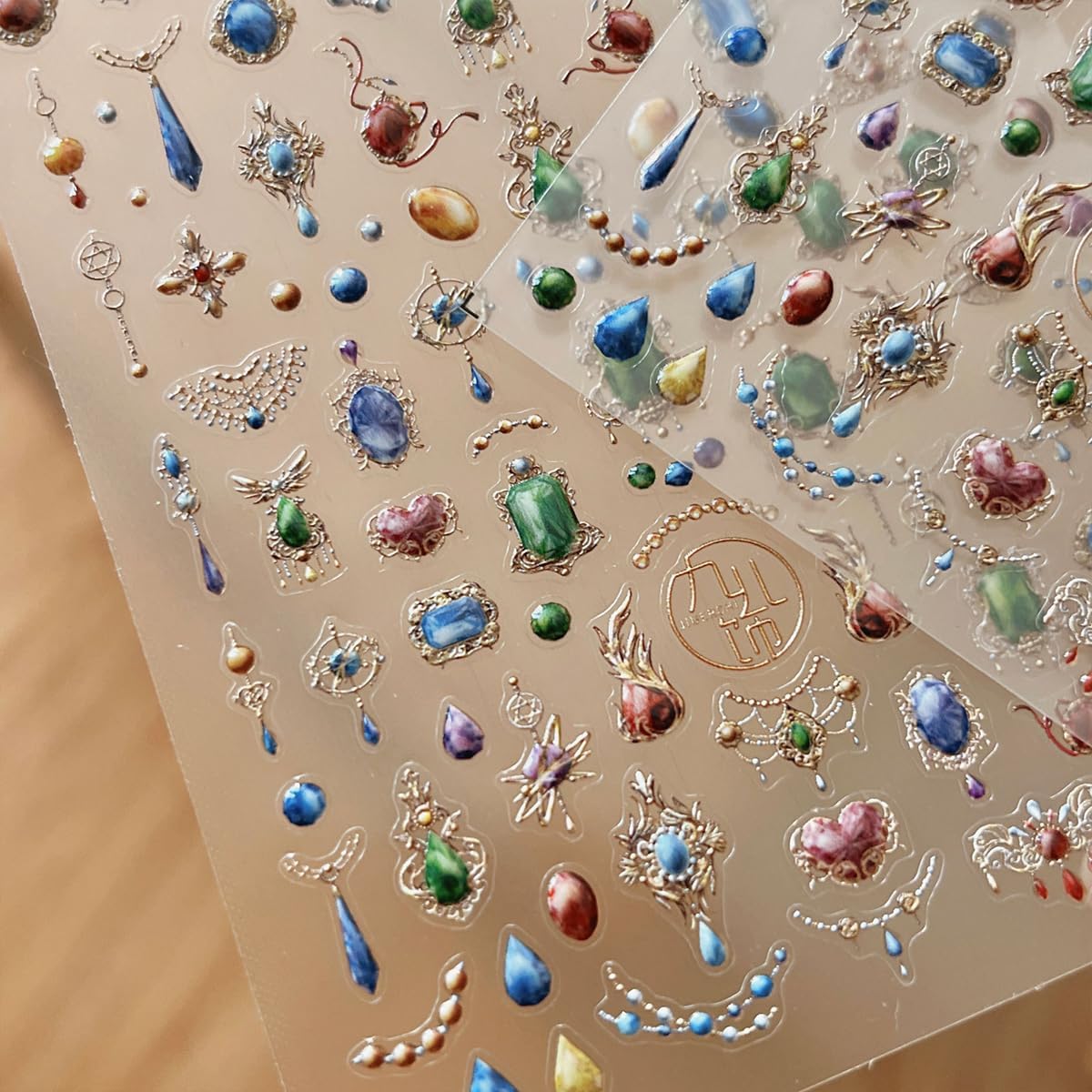 Jewels Nail Stickers for Nail Art 3D Necklace Pendant Jewels Gems Shaped Nail Decals Luxury Stickers for Nails Designs Self Adhesive Nail Art Supplies & Decorations for Women 1 Sheet-FemmiqueWomen