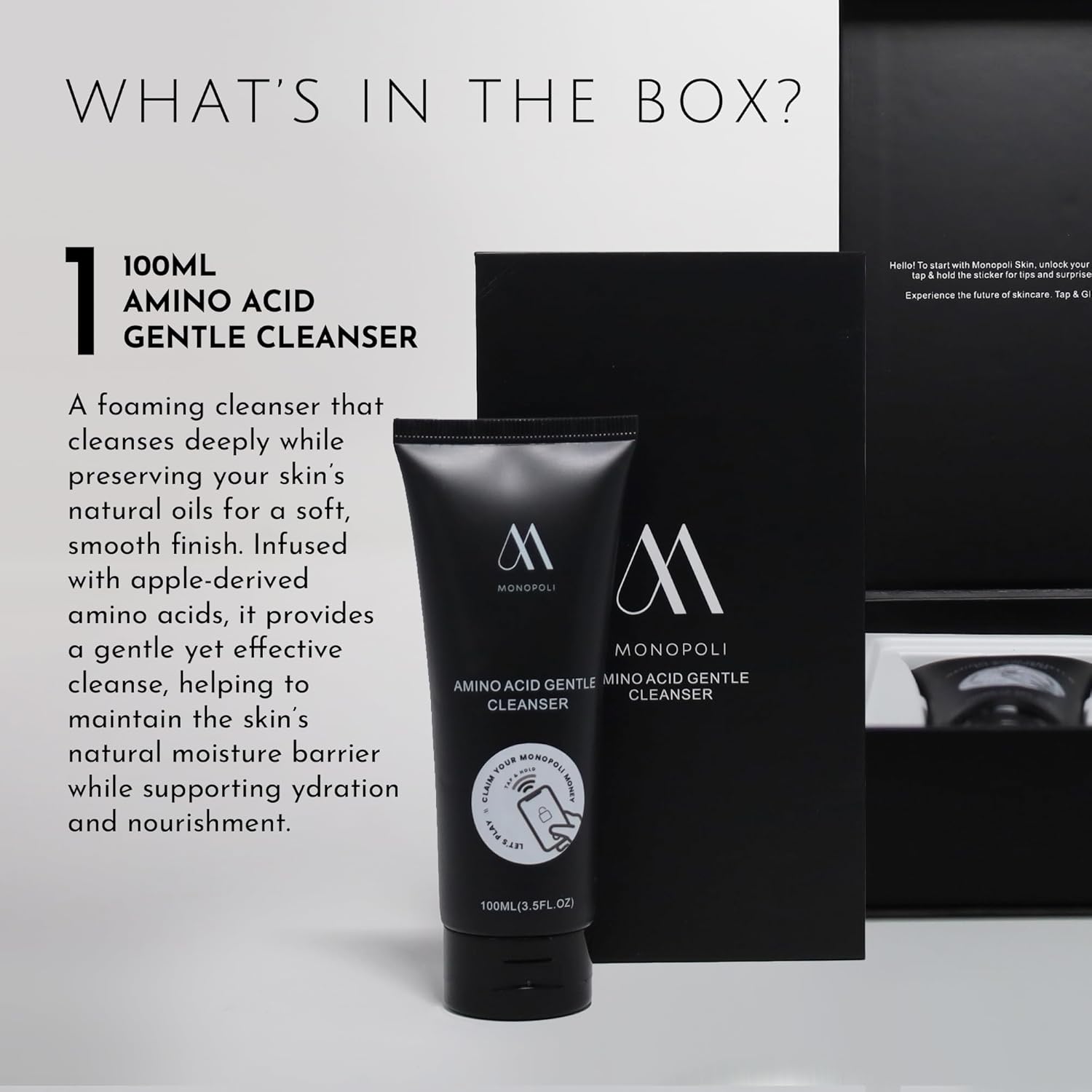 Monopoli Skin Amino Acid Gentle Cleanser | Soft, Refreshed, and Conditioned Skin | Apple-Derived Amino Acids | Gentle Cleansing for Sensitive Skin Types | Single 100g-FemmiqueWomen