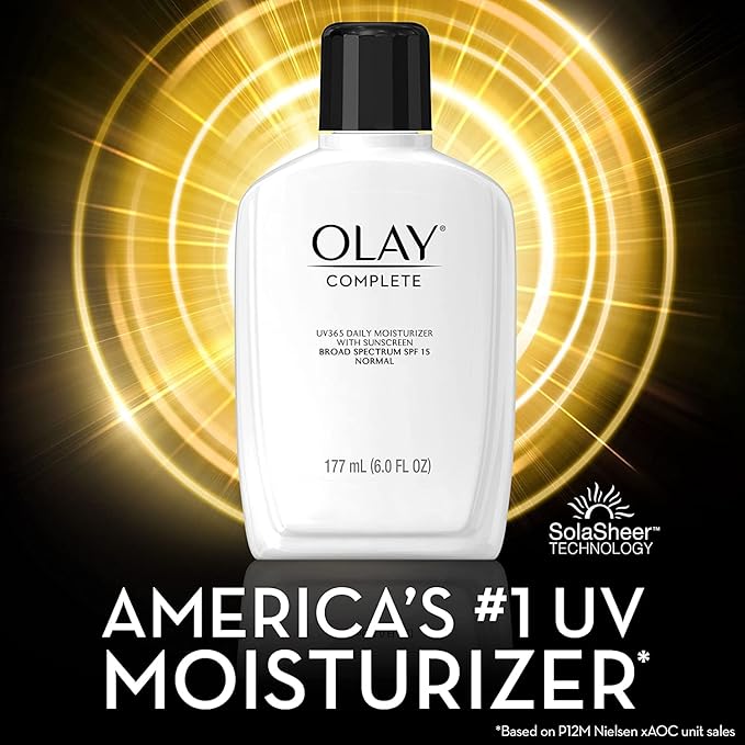 Olay Face Moisturizer, Complete with Sunscreen SPF 15, Daily Facial Lotion for Normal Skin, Lightweight Hydrating Broad Spectrum Sun Protection - Vitamin C, E, and Niacinamide - 6 Oz 2 Pack-FemmiqueWomen