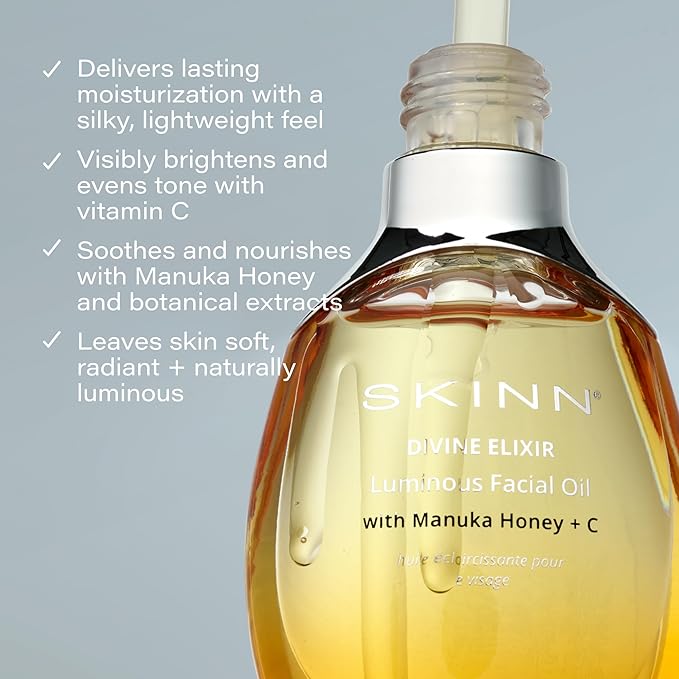 SKINN Luminous Facial Oil - Face Oil to Visibly Brighten, Firm, and Hydrate - Hydrating Oil for Anti-Aging and Dry Skin to Reduce Fine Lines, and Wrinkles - Vitamin C and Manuka Honey-FemmiqueWomen