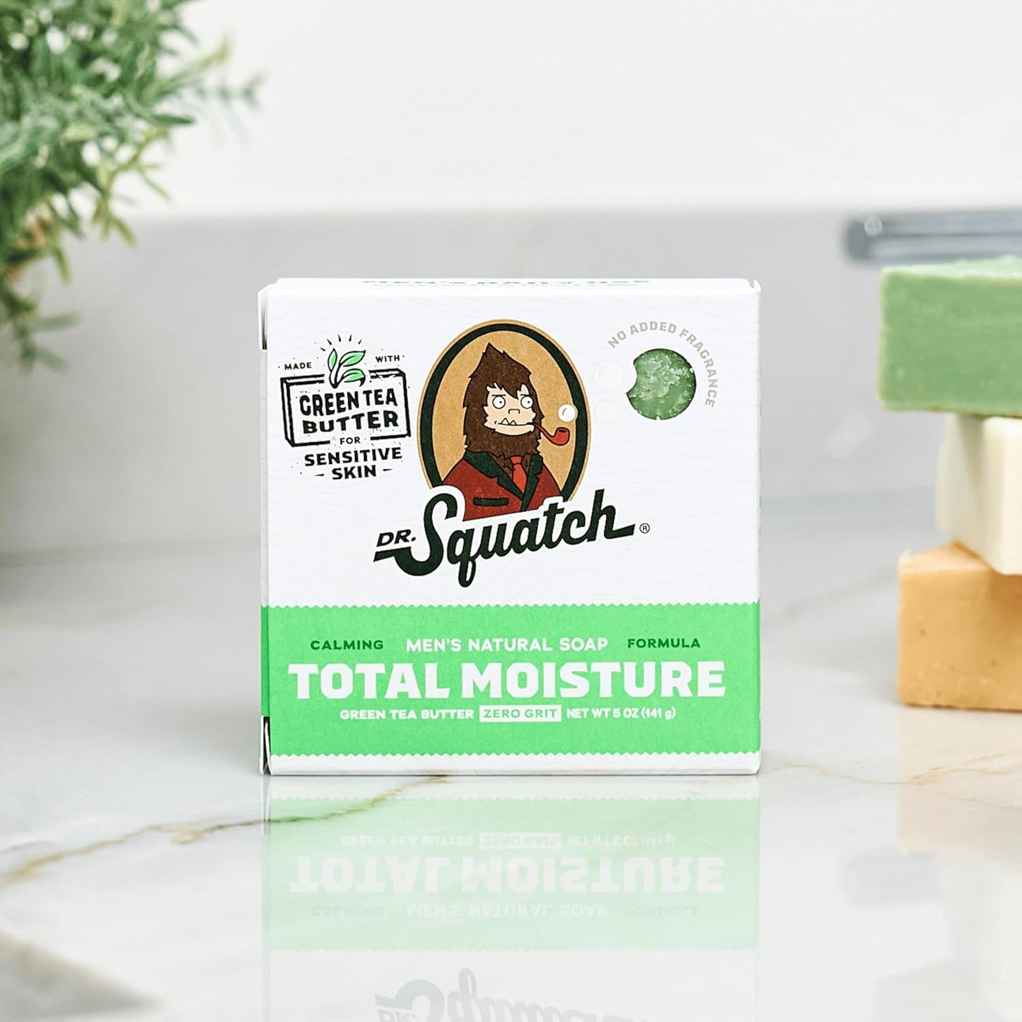 Dr. Squatch NEW Total Moisture Bar Soap for Men - No Added Fragrance Formulated for Sensitive Skin - Green Tea Butter (5 oz, 3-pack)-FemmiqueWomen