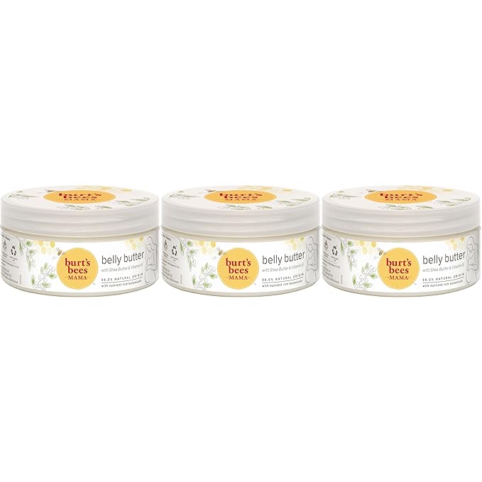 Burt's Bees Mama Belly Butter Stretch Mark Cream for Pregnancy Massages Body & Reduces Scar Appearance, Prenatal & Postnatal Tummy Skin Care, Shea Butter & Vitamin E Rich Formula, 6.5 Oz (Pack of 3)-FemmiqueWomen