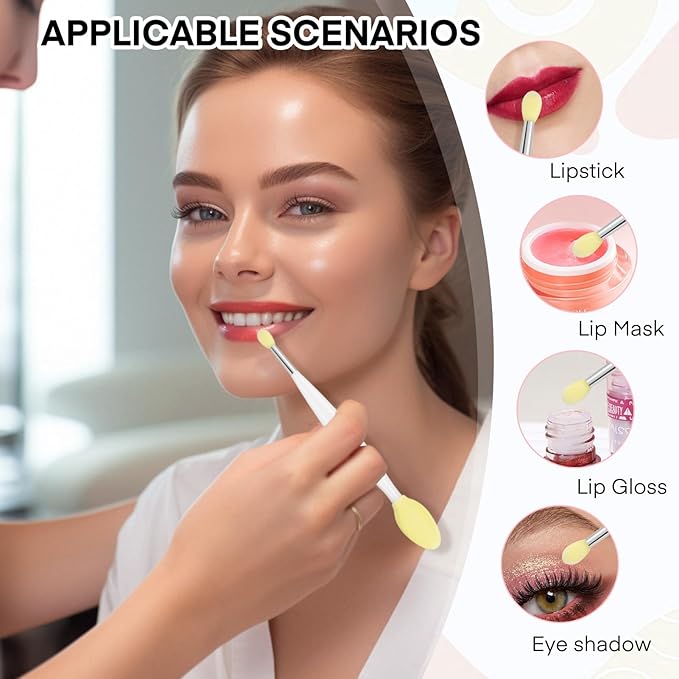 Unaone Lip Scrub Brush - 3 PCS Dual-ended Lip Scrubber Exfoliator and Silicone Lip Brush, 3-in-1 Silicone Lip Scrub Tool Lip Mask Applicator, Gentle Exfoliator & Applicator for Soft-FemmiqueWomen