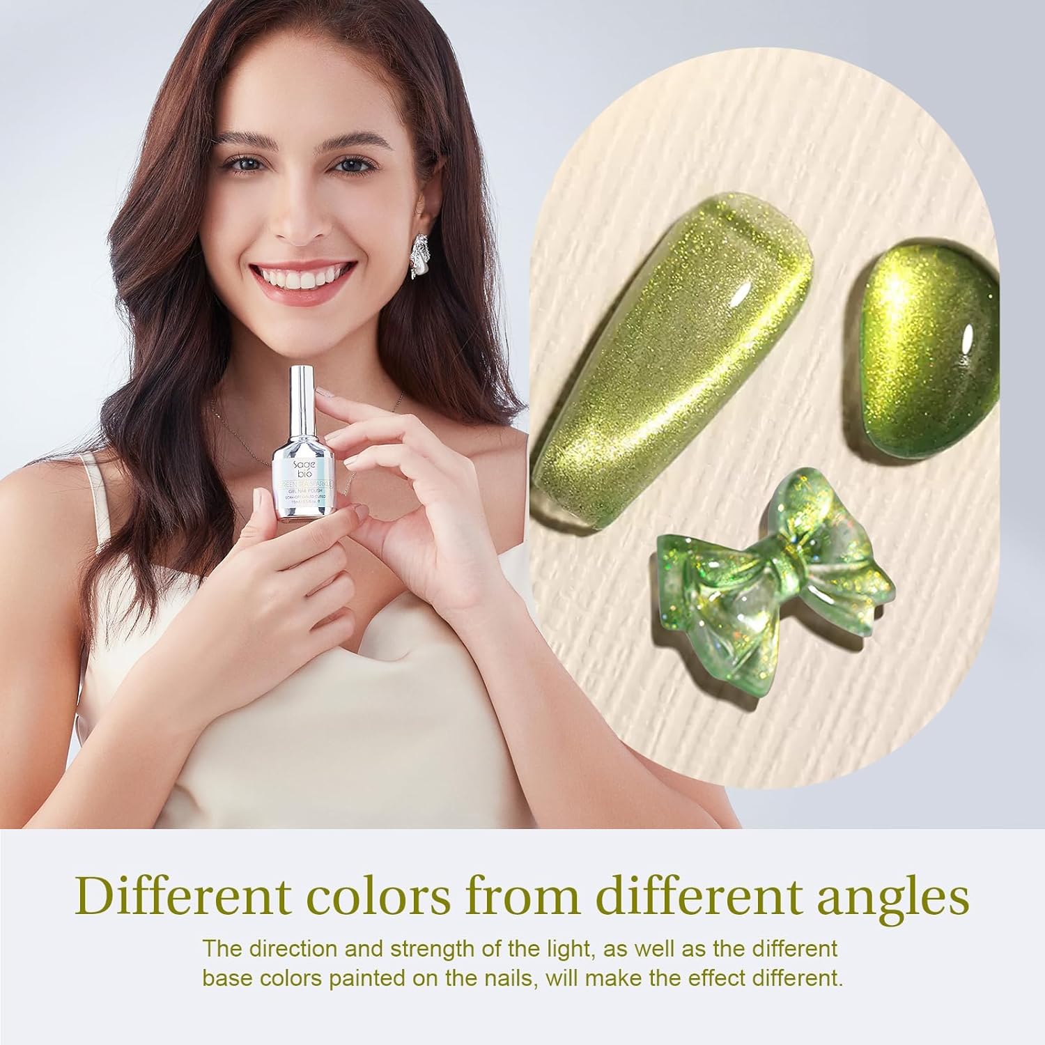 2PCS 15ml Cat Eye Gel Nail Polish, Glitter Holographic Nail Polish with Magnet Soak Off for DIY Manicure 18, Reflective Translucent UV Gel for Nail Art-FemmiqueWomen