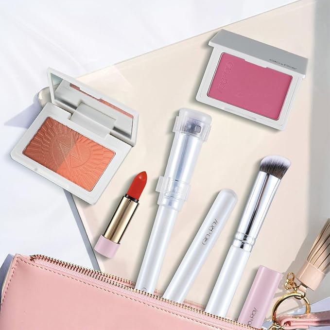 GLO&RAY Concealer Brush Under Eye - Makeup Brush Angled Flat Teardrop, Nose Contour for Powder Pro Concealing Blending for Liquid & Cream Cosmetic, Foundation Brushes Small With Dust Cover (White)-FemmiqueWomen