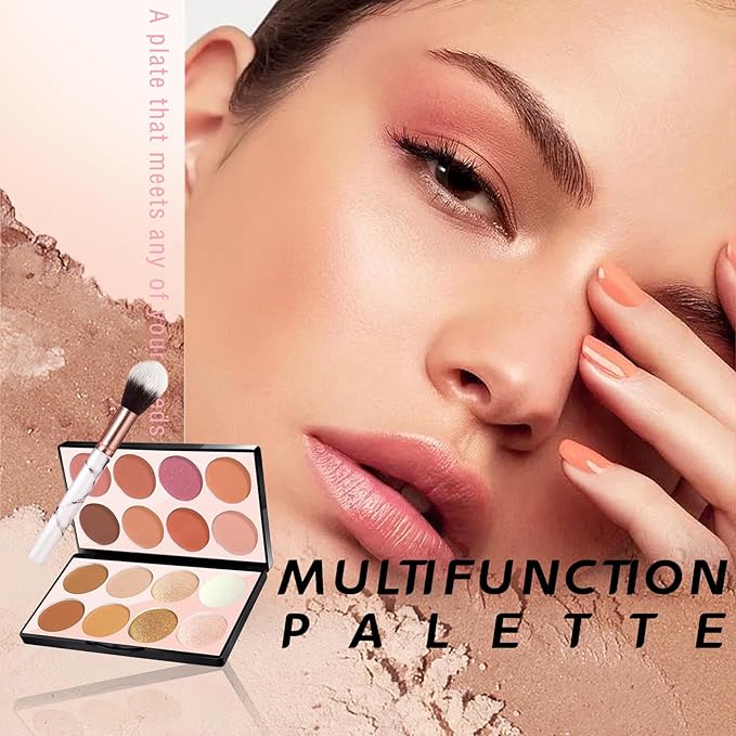 16 Colors Blush Contour Highlighter Makeup Palette with Brush, Matte Mineral Face Blush Powder for Cheek, Bright Shimmer Illuminator Bronzer Professional Facial Beauty Makeup Blushes Set-FemmiqueWomen