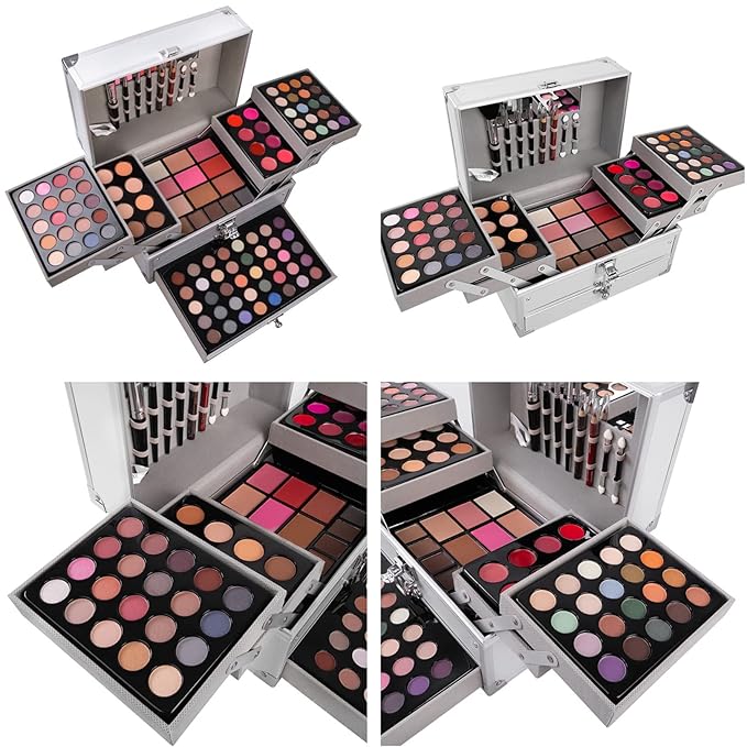 132 Colors All-in-one Makeup Palette Cosmetic Contouring Kit Gift Box Combination with Eyeshadow, Cream Concealer, Eyebrow Powder, Lip Gloss, Blush and Face Pressed Powder-FemmiqueWomen