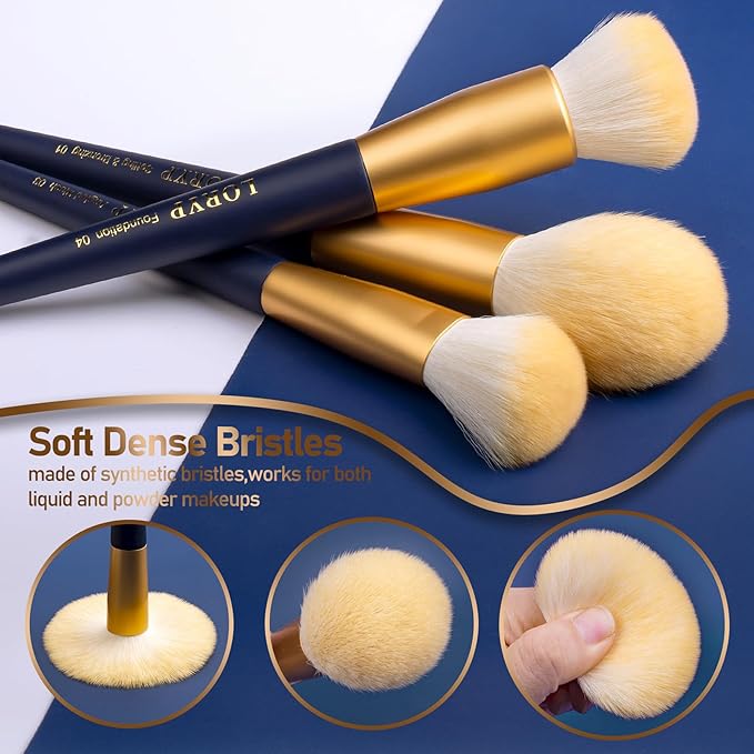 LORYP Makeup Brushes Set Labeled 18 Piece Face and Eye Brush Set Ultra soft hair Foundation, Concealer, Blush, Contour, Blending, Eyeshadow Blue Brush kit-FemmiqueWomen