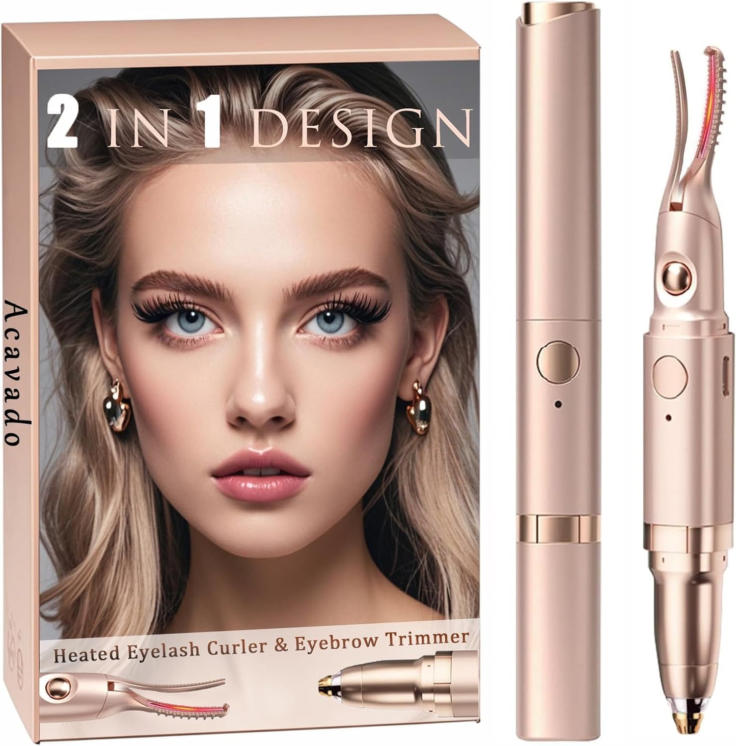 2 in 1 Heated Eyelash Curlers and Eyebrow Trimmer for Women, Electric Eyelash Curler with 2 Temperature Modes Anti-Burn USB Rechargeable Heated Eyelash Curler, Ideal Gift for Women WF915-FemmiqueWomen