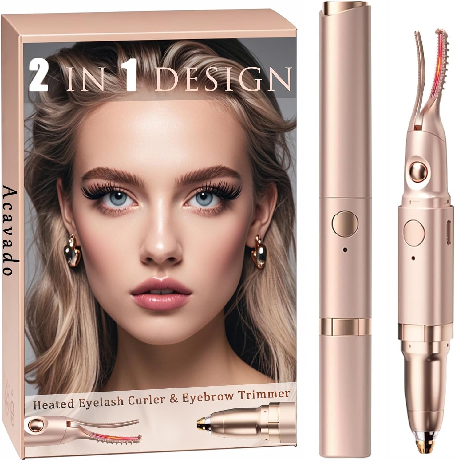 2 in 1 Heated Eyelash Curlers and Eyebrow Trimmer for Women, Electric Eyelash Curler with 2 Temperature Modes Anti-Burn USB Rechargeable Heated Eyelash Curler, Ideal Gift for Women WF915-FemmiqueWomen