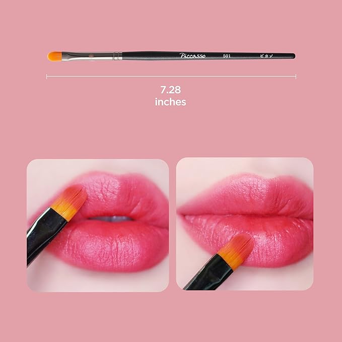 Piccasso 501 Lip Brush – Professional Lip Brush for Precise Lip Gloss & Lip Stain Application, Smooth Color Payoff & Defined Lip Lines, Synthetic Makeup Brush for Clean, Flawless Finish-FemmiqueWomen