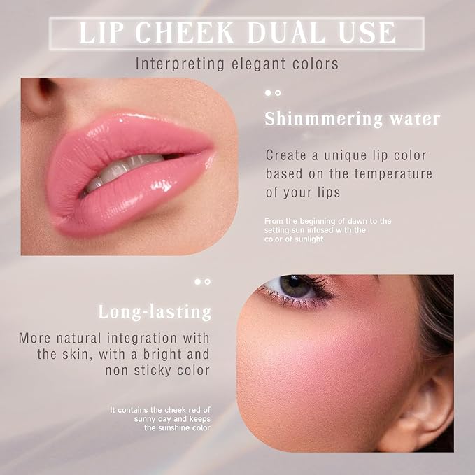 2PCS Color Changing Blush Stick for Cheeks Makeup,Clear Blush PH Temperature Change Magic Pink Cream Blusher Waterproof Multi-Use Lips and Face Tint,Matte Finish Natural Lightweight Jelly-FemmiqueWomen
