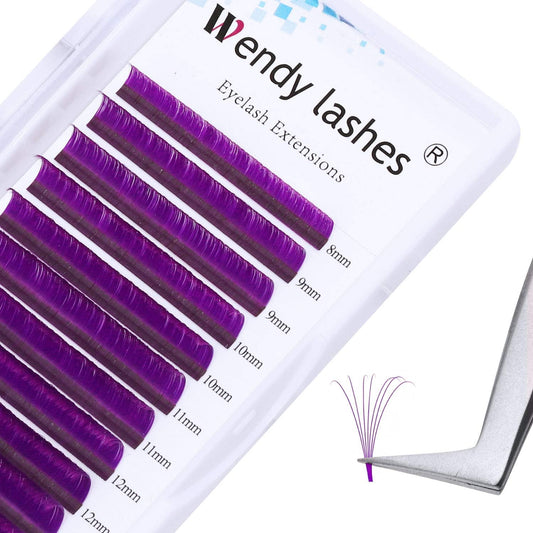 Easy Fan Volume for Lash Artists: Wendy, Handmade Fans for Eyelash Extensions, Self Fanning, Blooming, B-KH, Purple, D-0.07-8-14-FemmiqueWomen
