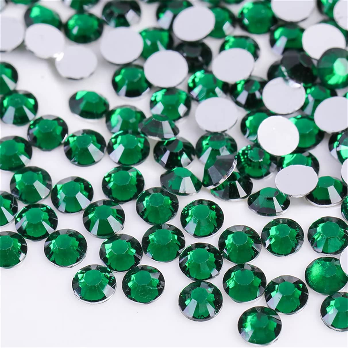 1500 Pieces SS16 4mm Flatback Rhinestones Clear Glass Round Gems Crystals for Nail Art DIY Crafts Clothes Shoes Bags （Dark Green）-FemmiqueWomen