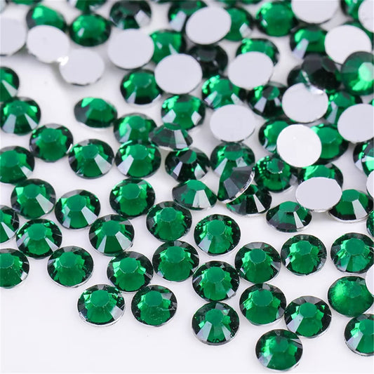 1500 Pieces SS16 4mm Flatback Rhinestones Clear Glass Round Gems Crystals for Nail Art DIY Crafts Clothes Shoes Bags （Dark Green）-FemmiqueWomen
