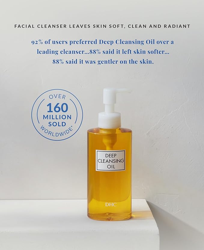 DHC Deep Cleansing Oil, Facial Cleansing Oil, Makeup Remover, Cleanses without Clogging Pores, Residue-Free, Fragrance and Colorant Free, All Skin Types, 6.7 fl. oz.-FemmiqueWomen