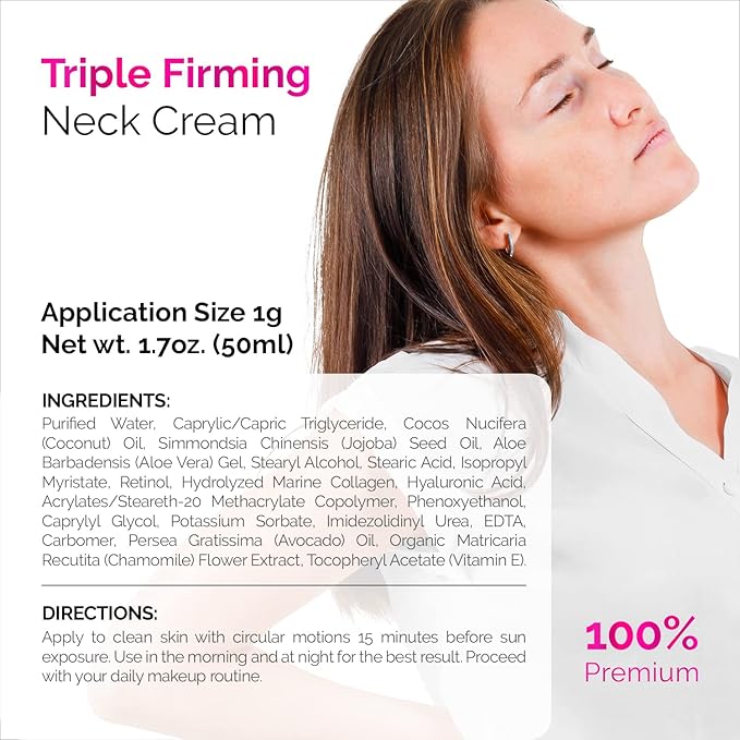ACTIVSCIENCE Neck Firming Cream - Natural Anti-Aging Facial Moisturizer with Retinol Collagen & Hyaluronic Acid - Day & Night Anti-Wrinkle Cream - Firming, Hydrating Face Cream-FemmiqueWomen