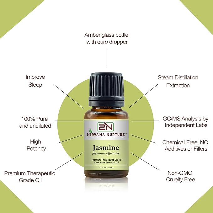 Jasmine Essential Oil 100% Pure Premium Therapeutic Grade, Undiluted - Aromatherapy Diffuser for Calm and Relaxation, Skin Care, Hair Care-FemmiqueWomen