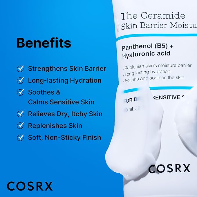 COSRX Ceramide Skin Barrier Moisturizer for Face with 7 Ceramides, Hyaluronic Acid & Panthenol for All Skin Types, 2.7 fl.oz, Korean Skin Care-FemmiqueWomen