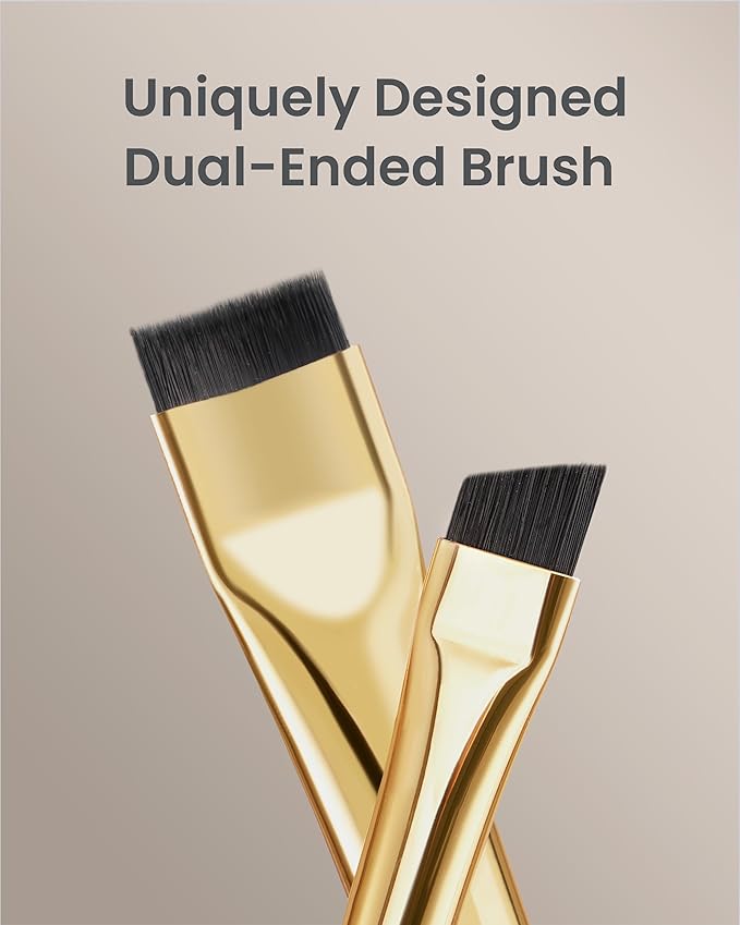 Desert Oak Series Precision Thin Eyeliner Brush - Dual-Ended Angled & Concave Tips for Winged Lines/Tightlining, Gel & Liquid Liner Compatible, Ebana Handle (CM 161)-FemmiqueWomen