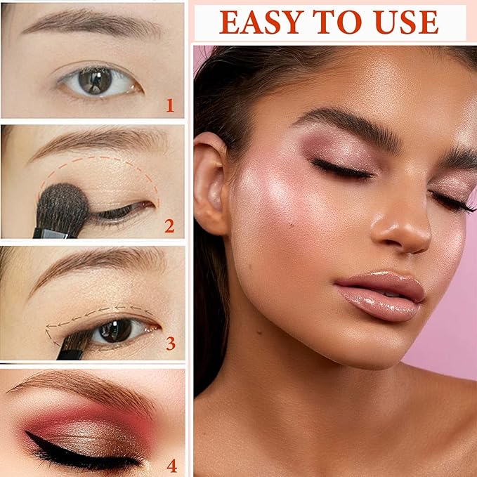 12 Color Naked Eyeshadow Palette,Pearly Earth Color Eyeshadow,Natural Shimmer Eyeshadow Palette,Professional Waterproof and Smudge Proof Eye Shadow Palette Kit,Eye Makeup Set for Women（B）-FemmiqueWomen