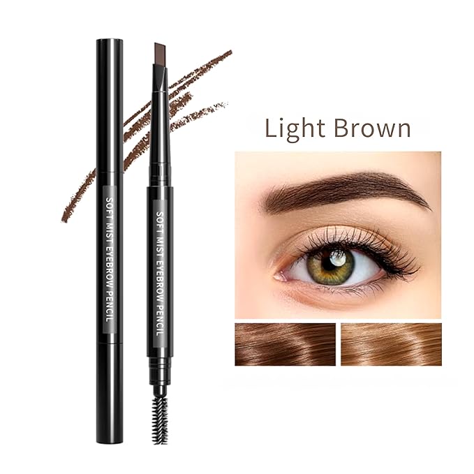 long lasting and waterproof Triangle eyebrow Pencil With Brush (Light Brown)