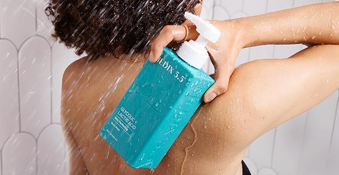 MEDIX 5.5 Body Scrub Skin Care Glycolic Acid Exfoliating Body Cleanser KP Bump Eraser | AHA + Lactic Acid Anti Aging All Skin Type Wash | Keratosis Pilaris & Acne | Body & Face Wash Exfoliate, 2-Pack-FemmiqueWomen