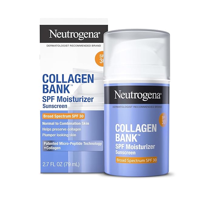 Neutrogena Collagen Bank Face Moisturizer with SPF 30 Sunscreen, Larger Size Anti-Aging Face & Neck Collagen Cream, Micro-Peptide, Support & Defend Skin’s Natural Collagen, 2.7 fl oz-FemmiqueWomen