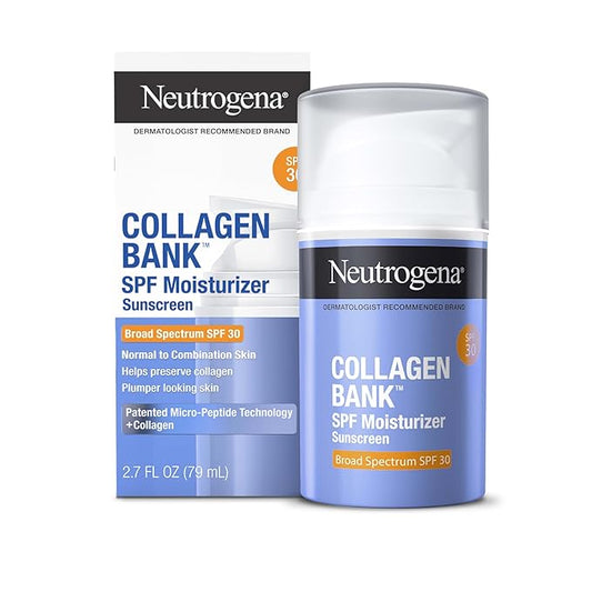 Neutrogena Collagen Bank Face Moisturizer with SPF 30 Sunscreen, Larger Size Anti-Aging Face & Neck Collagen Cream, Micro-Peptide, Support & Defend Skin’s Natural Collagen, 2.7 fl oz-FemmiqueWomen