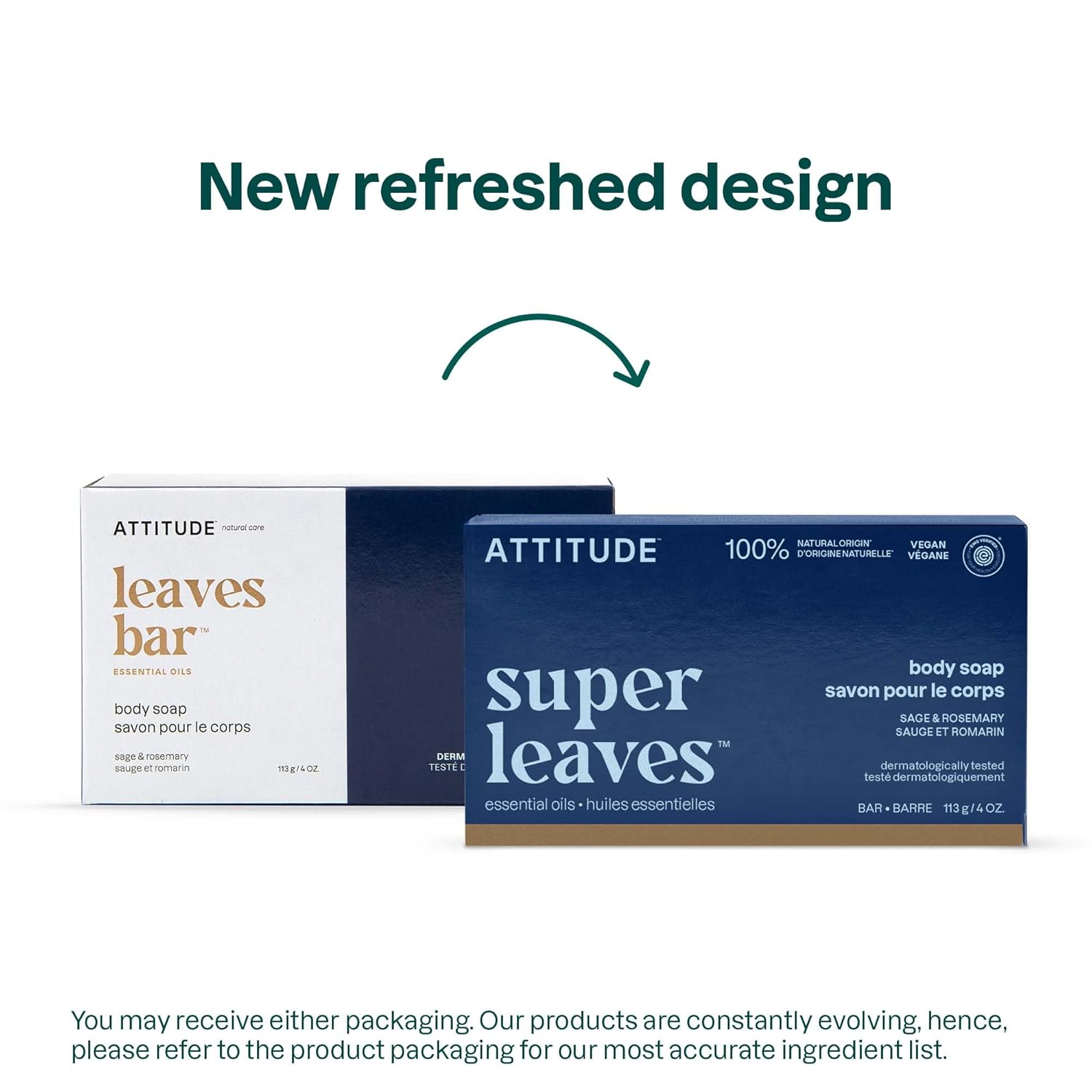 ATTITUDE Body Soap Bar, Natural Origin,Protects and Softens Dry Skin, Coconut & Olive Oils, For Men and Women, EWG verified & Vegan, Sage & Rosemary, 4 Oz-FemmiqueWomen