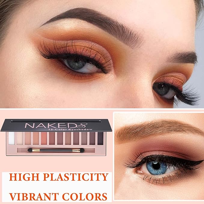 12 Color Naked Eyeshadow Palette,Matte Earth Color Eyeshadow,Natural Nude Eyeshadow Palette,Professional Waterproof and Smudge Proof Eye Shadow Palette Kit,Eye Makeup Set for Women（A）-FemmiqueWomen