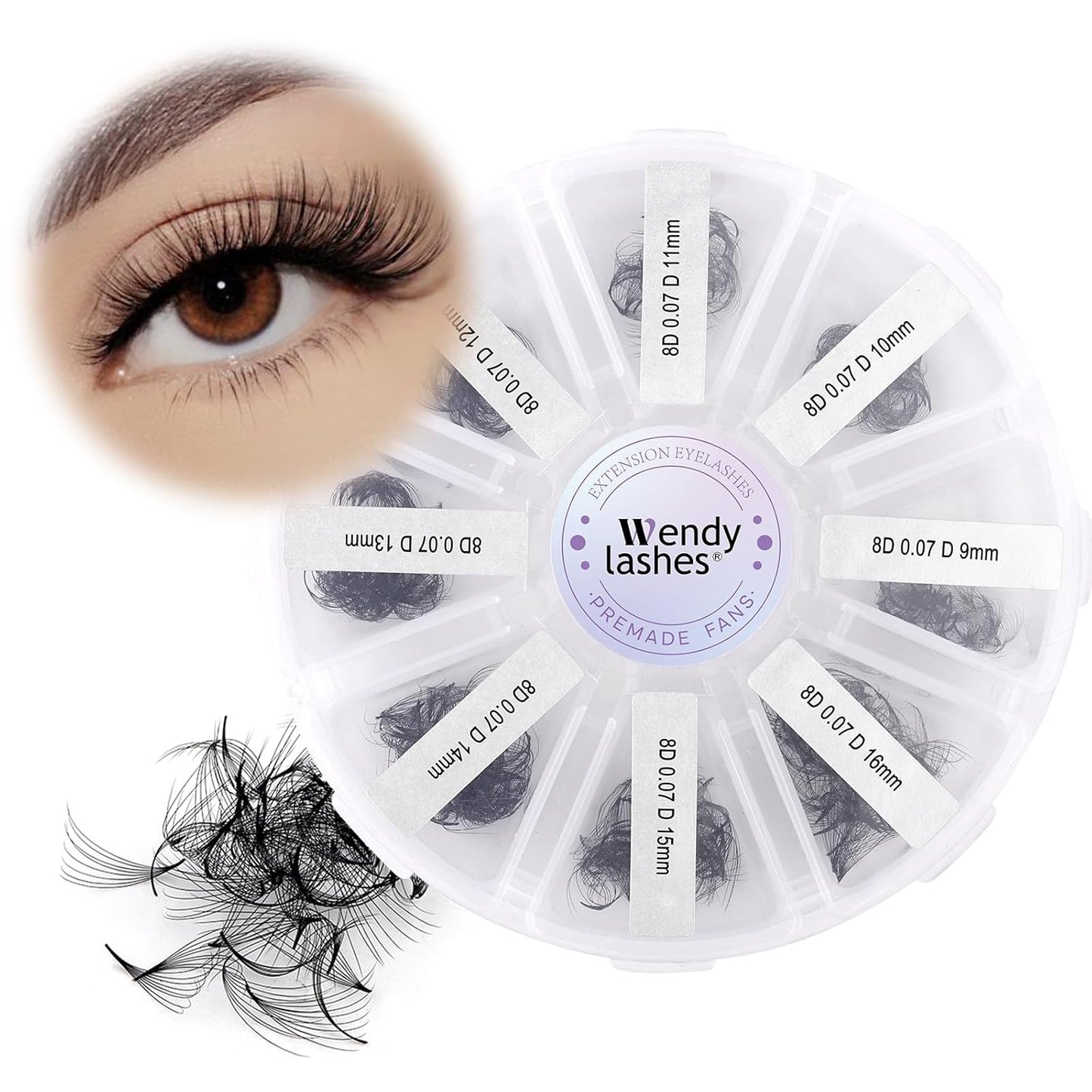 Pre-made Fans Eyelash Extension 500+8D Loose Volume Fans D Curl Premade Volume Fans 9-16mm-FemmiqueWomen