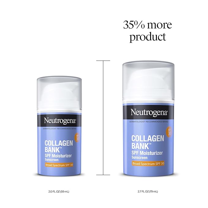 Neutrogena Collagen Bank Face Moisturizer with SPF 30 Sunscreen, Larger Size Anti-Aging Face & Neck Collagen Cream, Micro-Peptide, Support & Defend Skin’s Natural Collagen, 2.7 fl oz-FemmiqueWomen