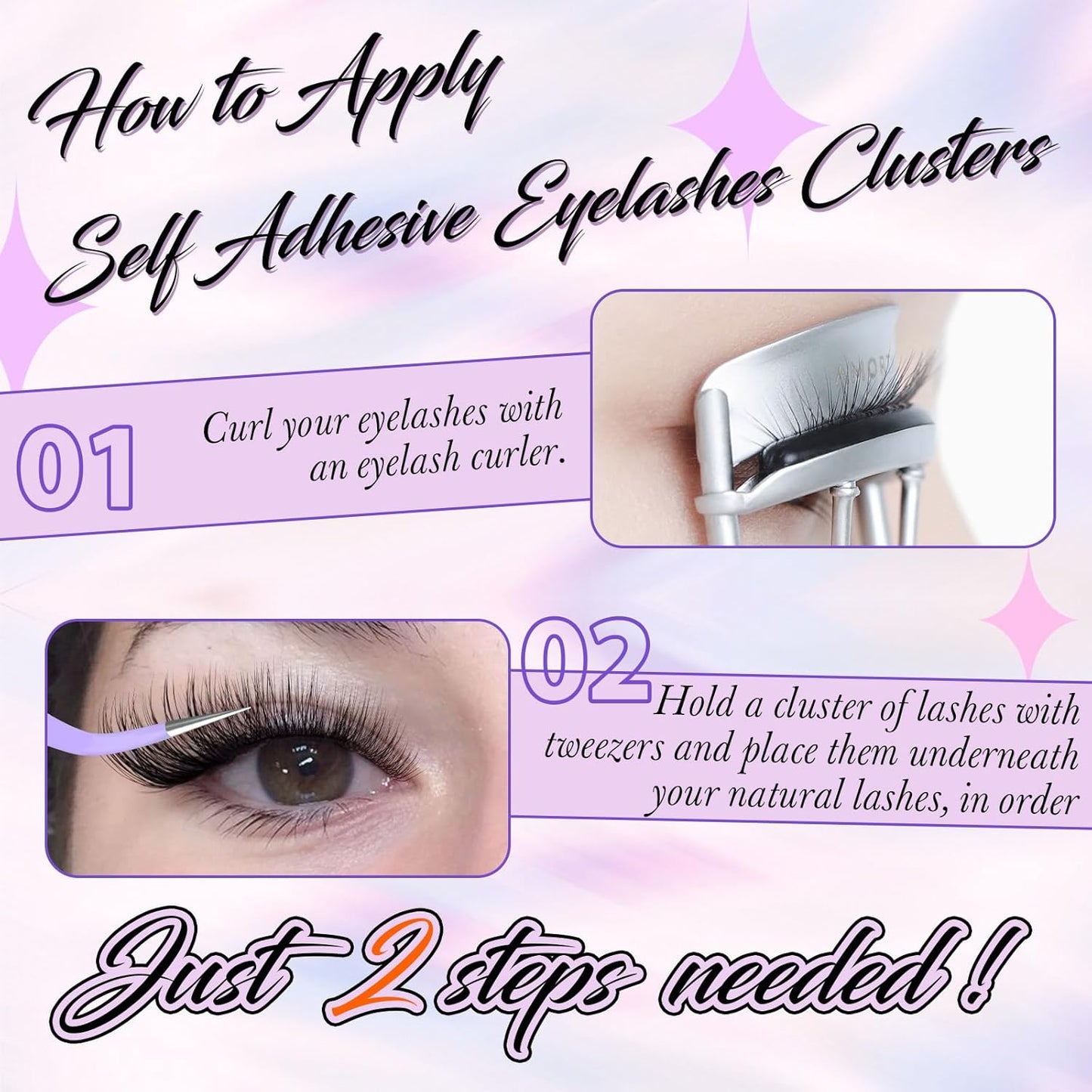 Self Adhesive Cluster Lashes Natural No Glue Eyelash Clusters Self Adhesive Individual Lashes with Clear Strips 10-16MM Wispy DIY Eyelash Extensions by ZANLUFLY-FemmiqueWomen