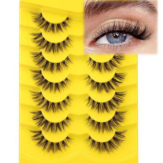 Lashes Natural Look False Eyelashes Clear Band Wispy Faux Mink Eyelashes Short Natural Cat Eye Strip Lashes Pack 7 Pairs by Kiromiro-FemmiqueWomen