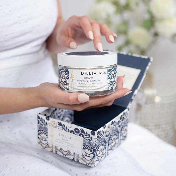 LOLLIA Dream Body Butter, 5.5 oz. - White Tea & Honeysuckle Fragrance - Shea Butter & Cocoa Butter, Body Lotion for Women, Hydrating & Smooth Body Moisturizer-FemmiqueWomen