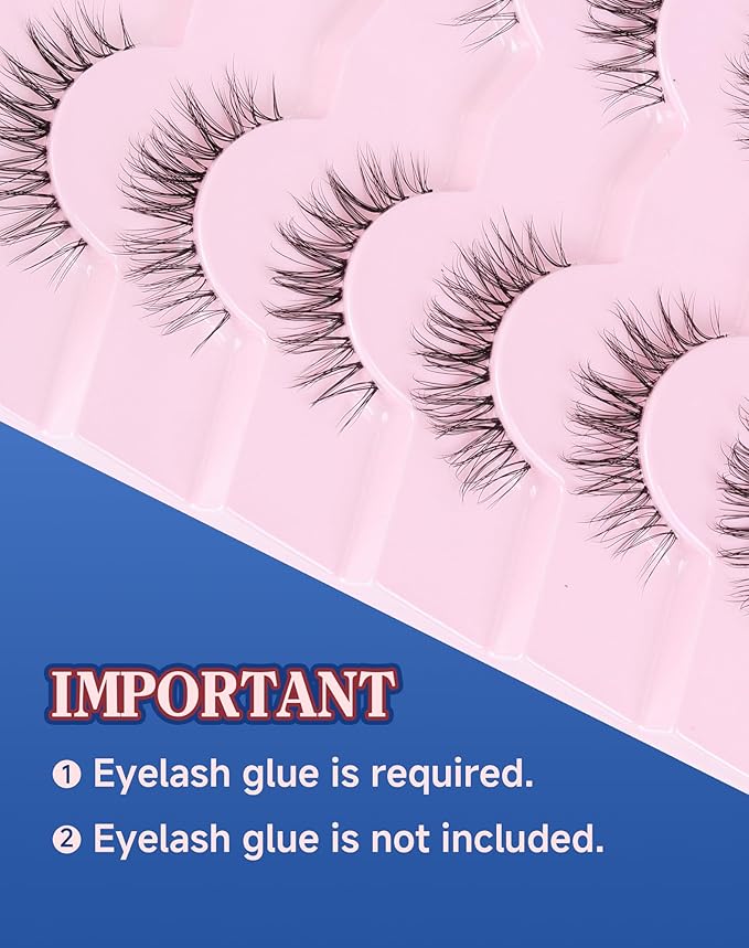 Lashes Wispy Short Eyelashes Natural Look False Eyelashes Strip Eye Lash Soft Lashes Fluffy Pack 7 Pairs Everyday Lash SF-03-FemmiqueWomen