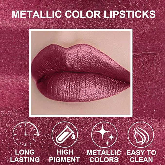 12Pcs Liquid Lipstick Makeup Set, Shades with 4Pcs Metallic Color Lipstick, 4Pcs Hydrating Lip Oil and 4Pcs Longwear Waterproof Matte Lipstick Gift Kit for Women (SET C)-FemmiqueWomen