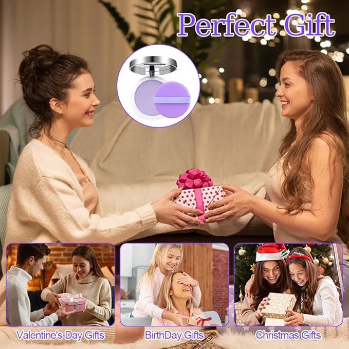 2PCS Oil Control Face Pressed Powder，zxbaers Chillab Lavender Matte Powder，Matte Smooth Setting Powder Makeup, Waterproof Long Lasting Finishing Powder, Flawless Lightweight Face Cosmetics-FemmiqueWomen