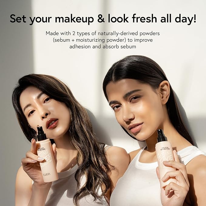 LUNA Long Lasting Setting Fixer Spray 3.3 fl oz, Weightless with Micro-Fine Mist, Natural Finish, Non-Drying Formula for All Skin Types, Korean Makeup-FemmiqueWomen